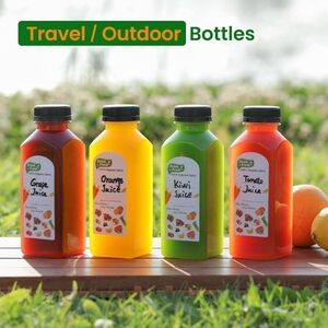 9 PACK, 12 OZ Reusable Plastic Juice Bottles with Caps Juicing Health Recovery